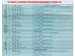本公司制造部分设备的规格及